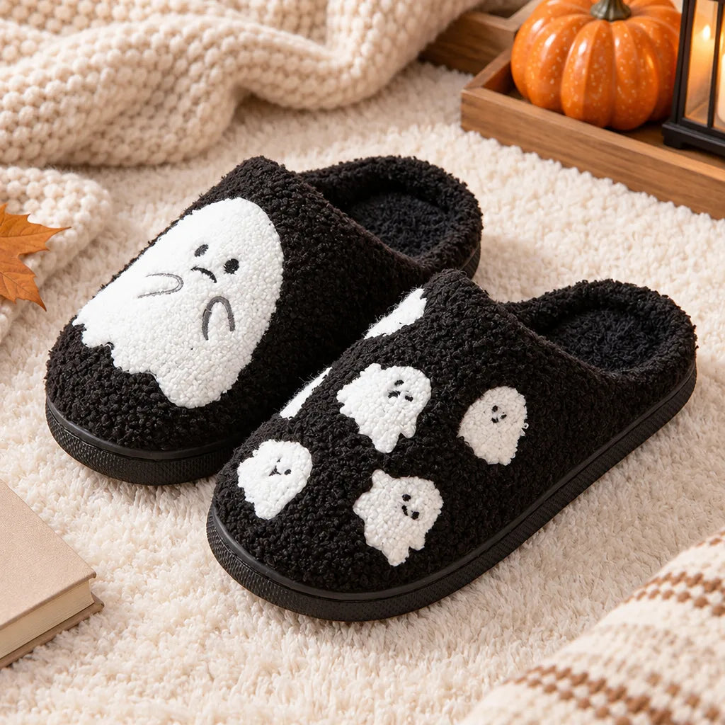 Chaussons fantôme peluche femme