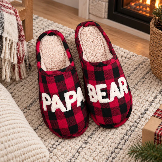 Pantoufles homme carreaux ours