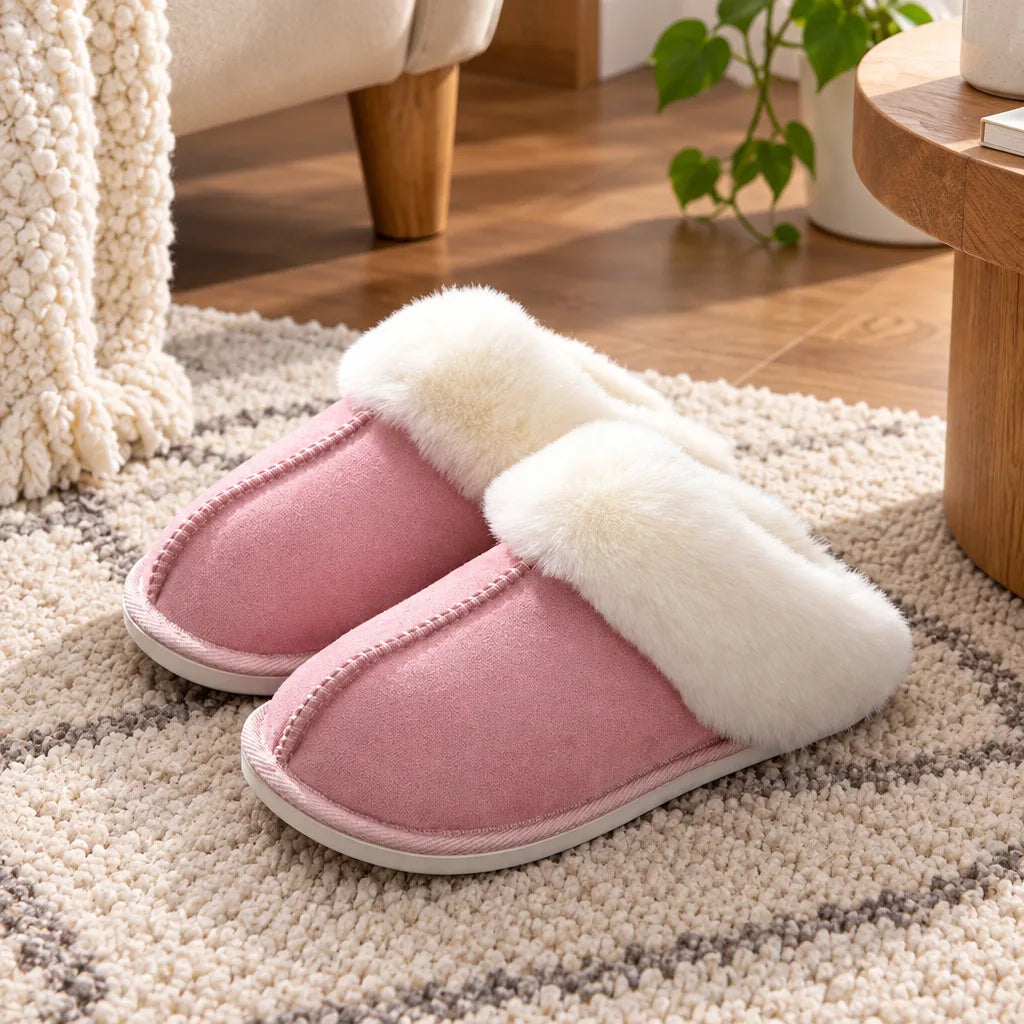 Pantoufles femme fourrure coton