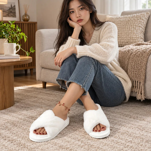 Chaussons fourrés femme