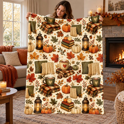 Couverture décorative automnale citrouilles
