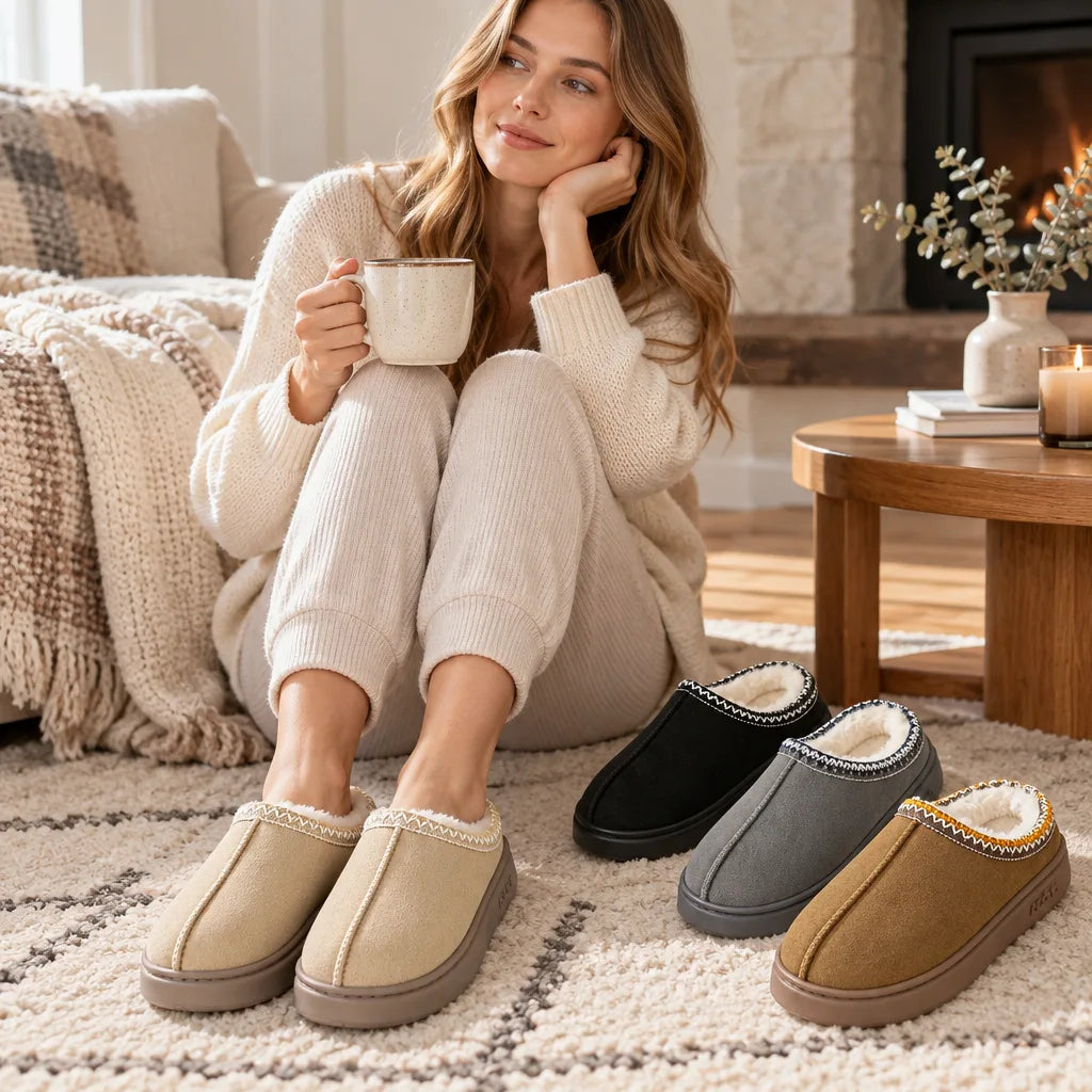 Pantoufles confortables femme hiver
