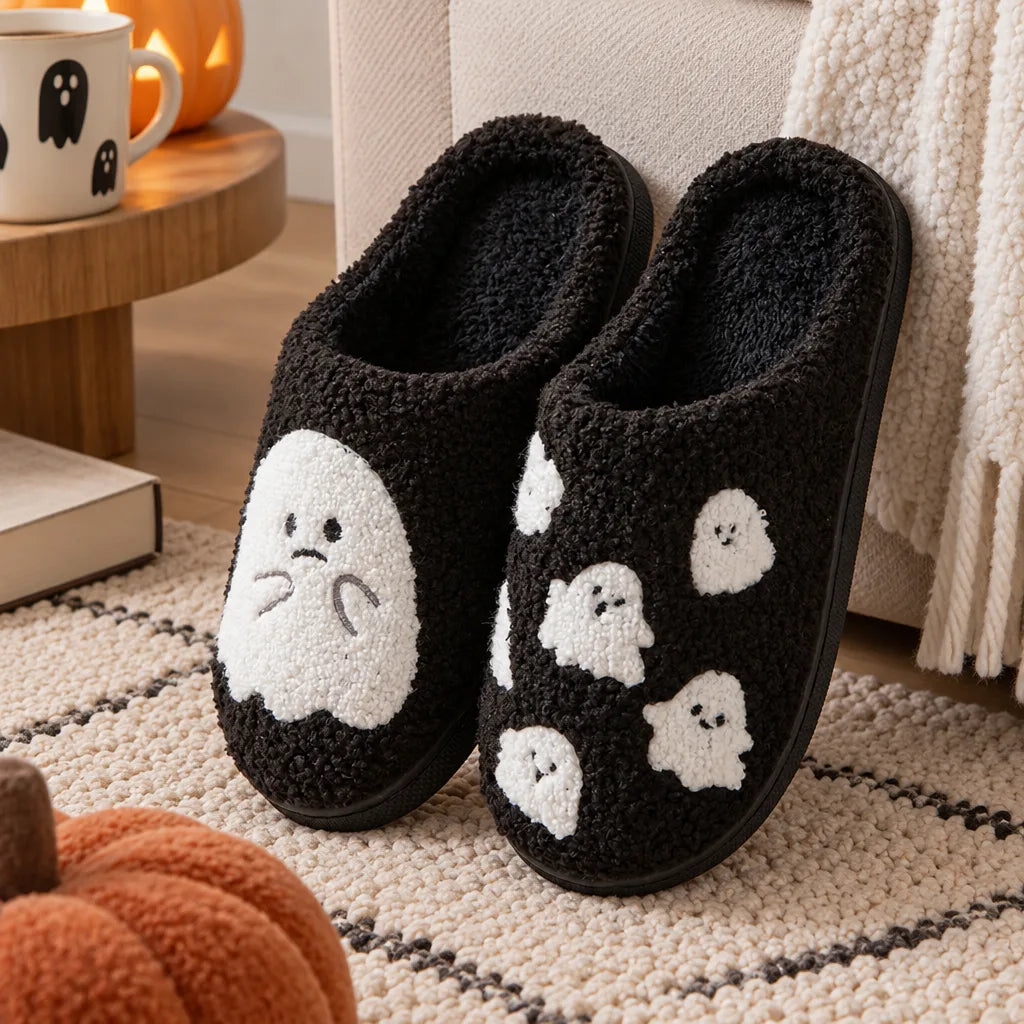 Chaussons fantôme peluche femme