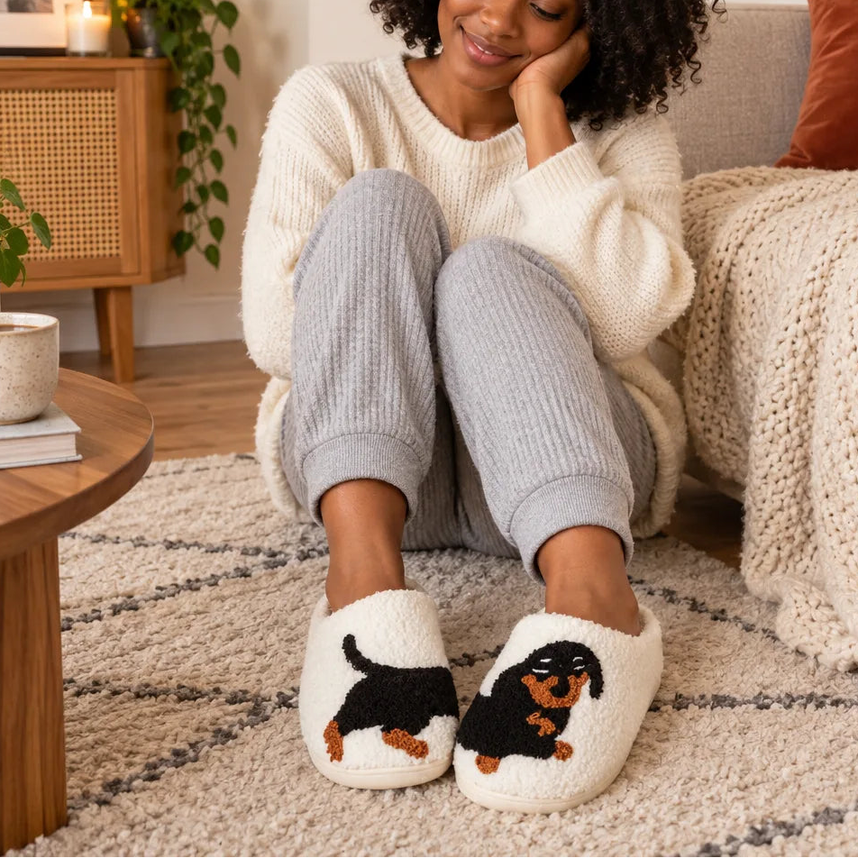 Chaussons chien teckel dessin