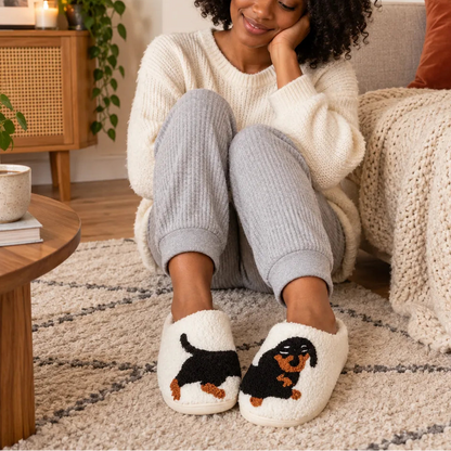 Chaussons chien teckel dessin