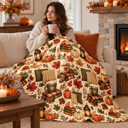 Couverture décorative automnale citrouilles