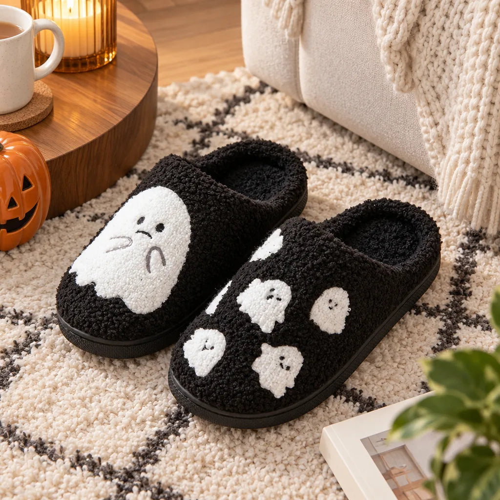 Chaussons fantôme peluche femme