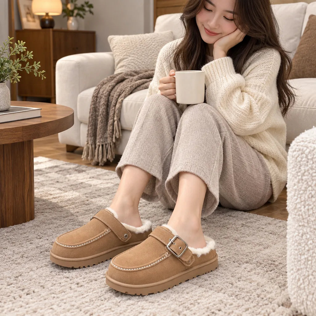 Pantoufles cuir mouton doublure
