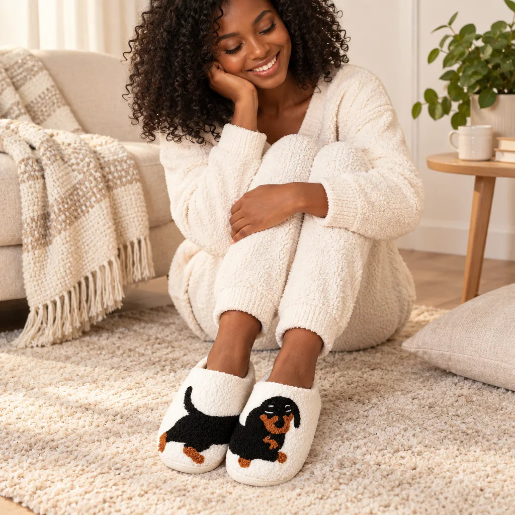 Chaussons chien teckel dessin