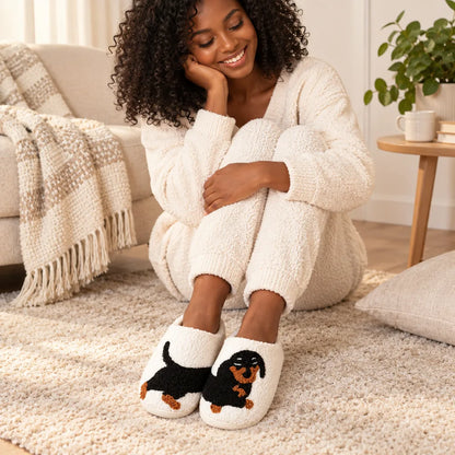 Chaussons chien teckel dessin