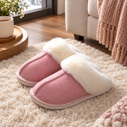 Pantoufles femme fourrure coton