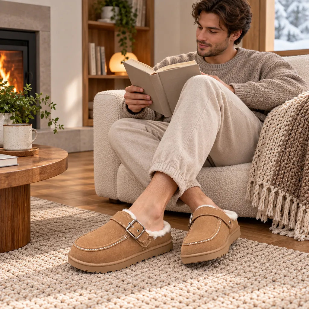 Mules d'hiver cuir doublure fourrés